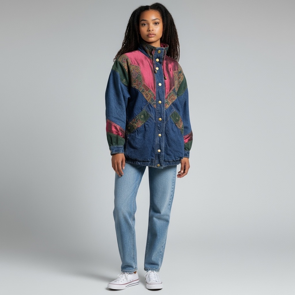 Vintage 80’s Two Twenty Quilted Denim‎ Jacket